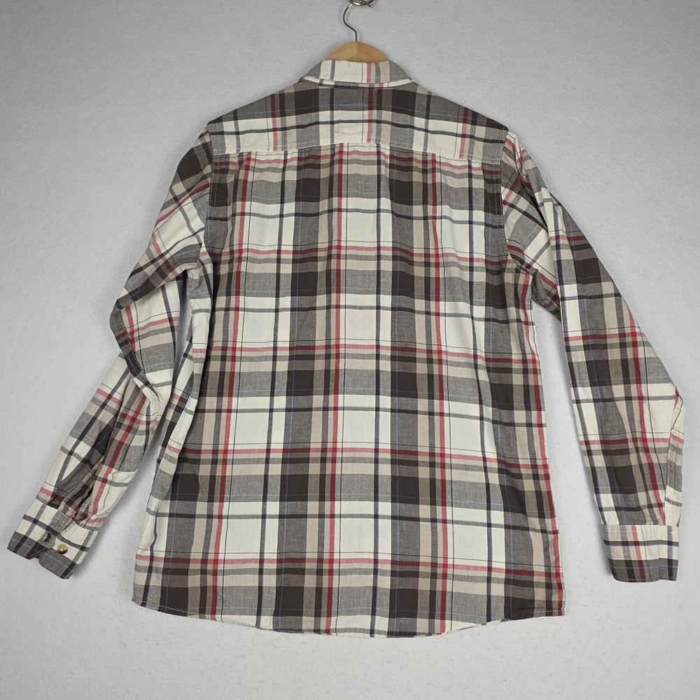 Wrangler‎ Men's Plaid Shirt M Brown Red Button Down 100% Cotton Western Thin - Picture 9 of 16